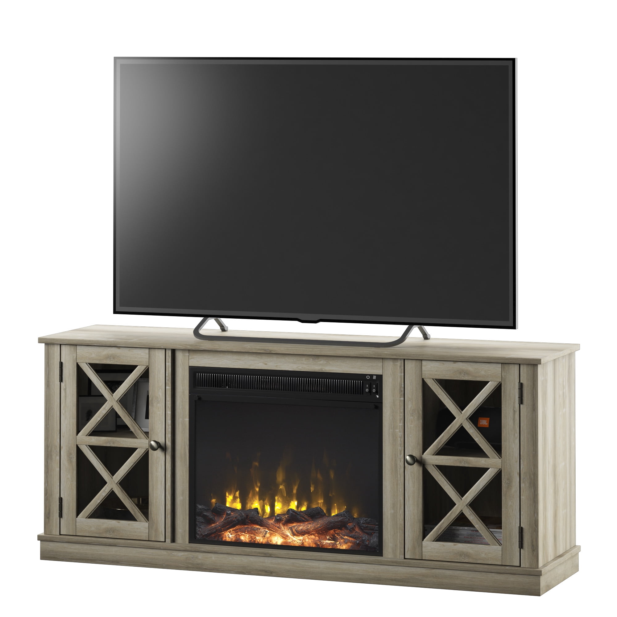 TTwin Star Home Farmhouse ClassicFlame Fireplace TV Stand for TVs up to 65", West Point Pine