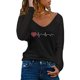 thumbnail image 2 of Camiseta de manga larga con cuello en V para mujer a la moda, blusa suelta con estampado de otoño Fridja  bvmnju4484, 2 of 5