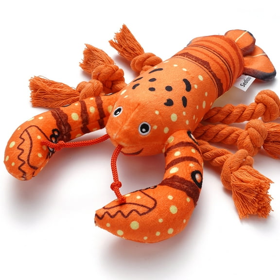 Sedioso Dog Toys, Stuffed Animal Dog Chew Toy, Cute Squeaky Dog Plush Toys with Crinkle Paper for Puppy, Small, Middle, Large Breed(Lobster)