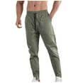 thumbnail image 2 of Puntoco Pantalones casuales largos para hombre Pantalones cargo casuales con cintura elástica y bolsillos de color sólido a la moda para hombre, 2 of 5