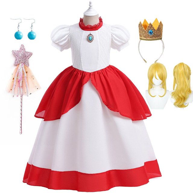 Vestido de princesa Peach Cosplay para niñas, disfraz de juego, Halloween ix, trajes de escenario, ropa de carnaval para niños zhangyuxiang unisex