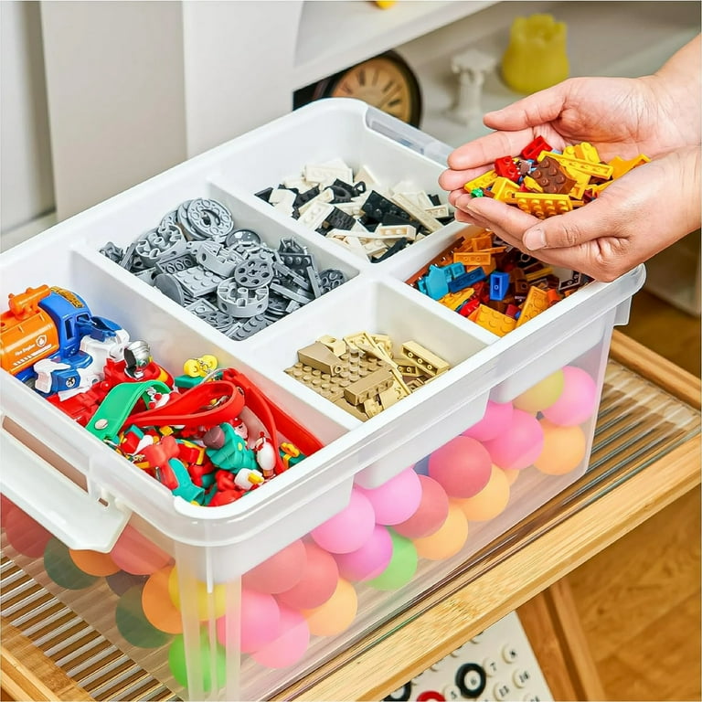 2 PACK 17 QT Plastic Storage Box with Removable Tray