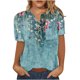 thumbnail image 2 of ICHUANYI Clearance Fashion Women Round Neck Short Sleeve Print Button Pocket Casual Tops(Blue, L) ICHUANYI WER2023081200311, 2 of 4