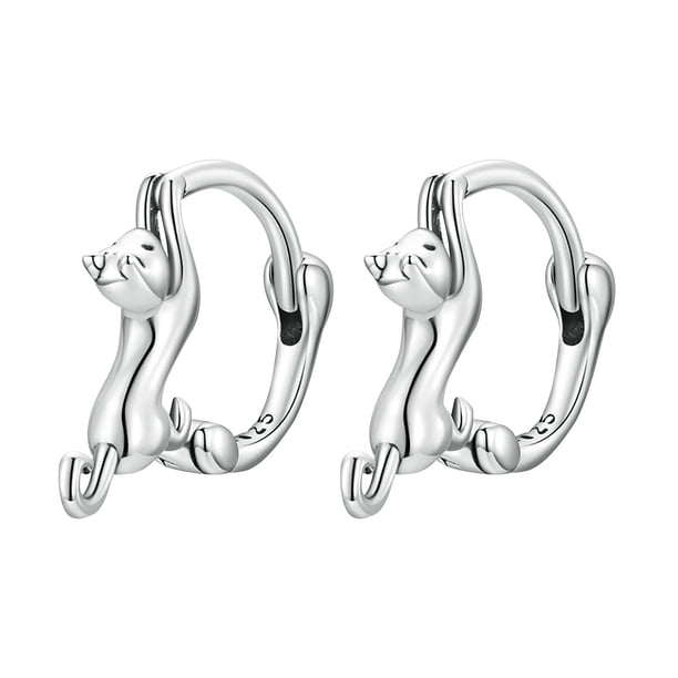 Pendientes de gato en plata S925 y pendientes de animales bonitos
