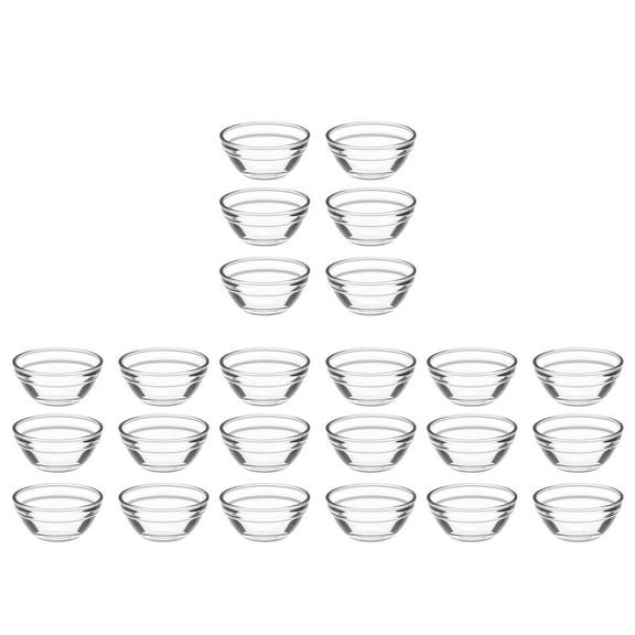 24pcs Glass Pudding Bowls Cups Small Clear Glass Cups Dessert Containers Kitchen Prep Bowls