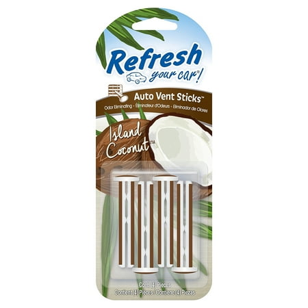 Refresh Auto Vent Sticks Car Air Freshener, Island Coconut