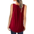 thumbnail image 4 of KVMeteor Women's Henley V-Neck Casual Blouse Pleated Button Tunic Shirt Top, 4 of 4
