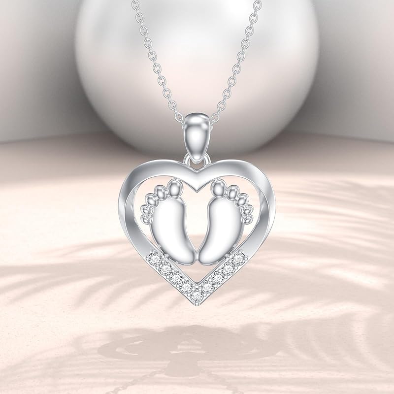 Diamond Heart Necklace 925 Sterling Silver Sea Turtle Flamingo Fox Rose Flower Mushroom Frog Teddy Bear Gymnast Butterfly Feet Three Hearts Pendant Necklaces for Women Heart Jewelry Gifts