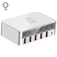 thumbnail image 1 of Cargador Rápido Multi-Puertos Cargador Inalámbrico Usb C Tipo C Carga Rápida Qc3.0 Estación De Carga De Teléfono Para Iphone / Xiaomi 818F 6 En 1 sonducket EL011646-00, 1 of 6