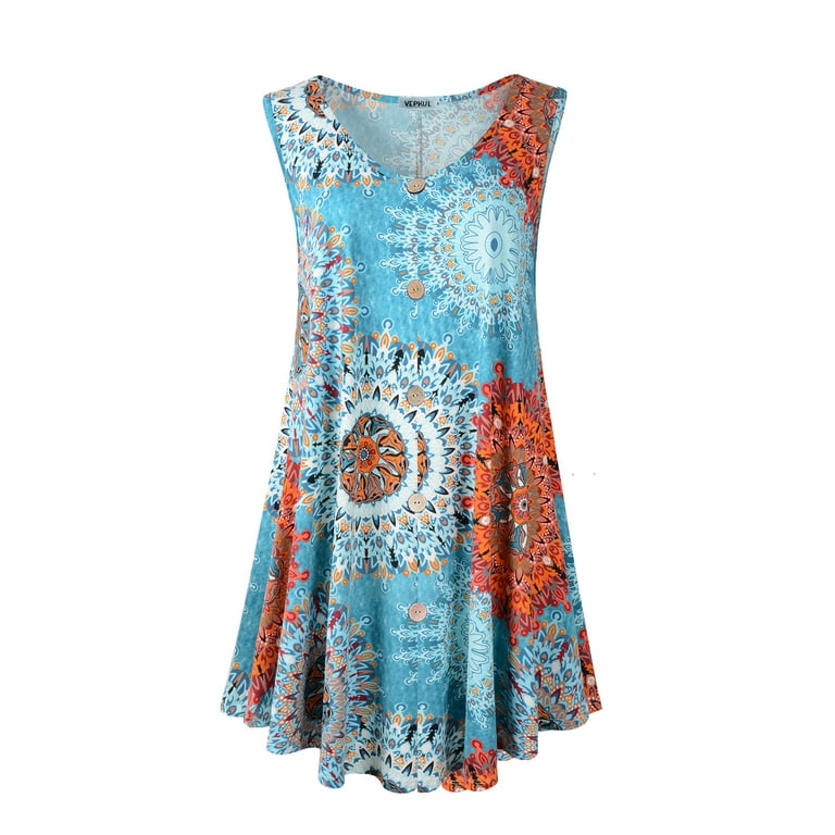 Plus Size Dresses 4X for Women, VEPKUL Sleeveless Casual Swing T