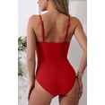 thumbnail image 4 of Minjewel Pleated One-Piece Swimsuit for Women: Adjustable Straps and Ruched Design,Slimming Beachwear with High Waist Tummy Control,Red,L, 4 of 4