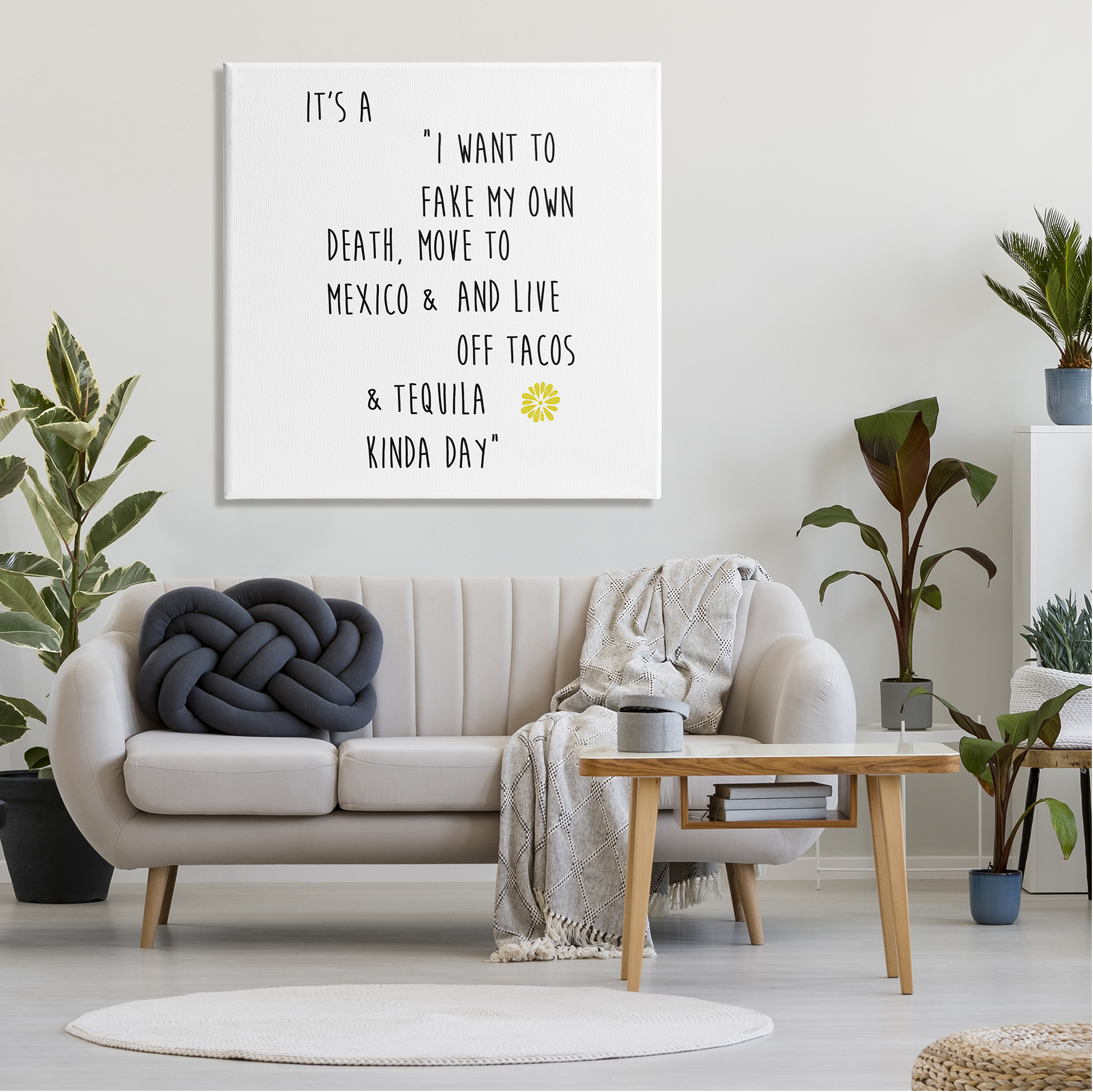 Stupell Industries Moving to Mexico Humorous Typography Phrase Yellow Accent Graphic Art Gallery Wrapped Canvas Print Wall Art, Design by J. Weiss