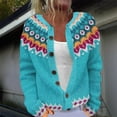 thumbnail image 2 of Arlun Fair Isle Sweater Cardigans for Women 2025 Winter Ethnic Vintage Argyle Button down Knit Outwear Colorful Boho Icelandic Long Sleeve Loose Winter Warm Jumpers Coat Sky Blue M, 2 of 4