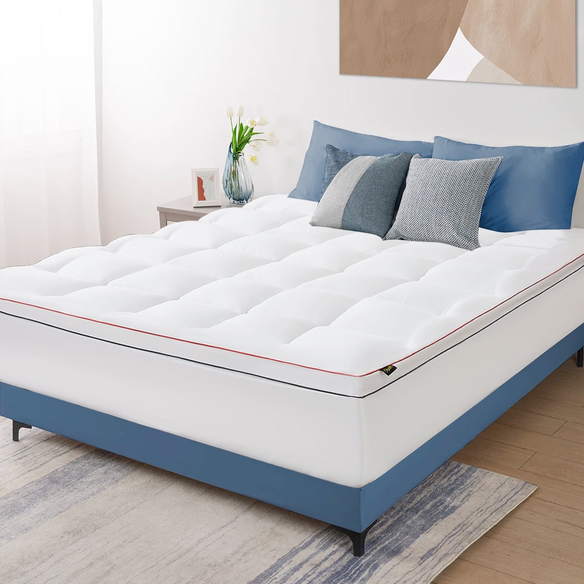 L'AGRATY Mattress Topper Queen, Extra Thick Pillow Top Mattress Topper