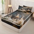 thumbnail image 2 of Castle Fairy Autumn Deer Zipper Twin Comforter Sets with Fitted Sheet and 2 Pillowcases,Wildflower Jungle Animal Zipper Bedding Set,Brown Cream Green,Black Reversible,4-Piece, 2 of 6