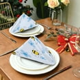 thumbnail image 3 of Coolnut Set of 6 Cute Bee Flower Blue Satin Napkin Square 20 Inches Table Napkins Soft Smooth Decorative Napkins for Wedding Banquet Party Decoration, 3 of 6