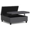 thumbnail image 5 of Harrison 40 inch Wide Transitional Large Square Coffee Table Storage Ottoman in Slate Grey Linen Look Fabric, 5 of 13