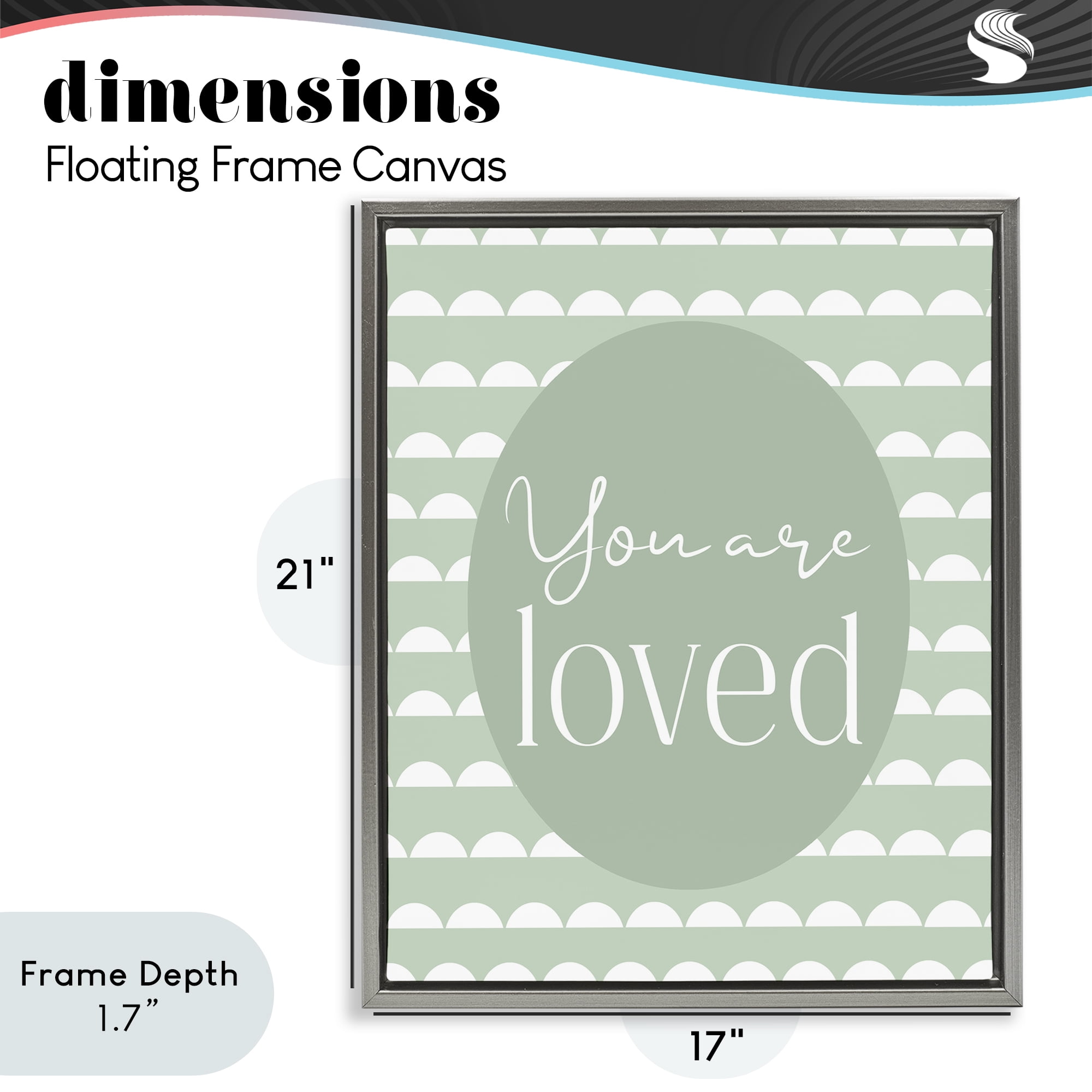 Stupell Industries You Are Loved Light Green Gray Framed Floater Canvas Wall Art, design by Christine Simpson Art