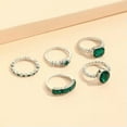 thumbnail image 6 of GKNET 5Pcs Green Crystal Rings Set for Women Geometric Inlaid Diamond Vintage Jewe WY4-Silver-, 6 of 9