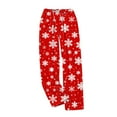 thumbnail image 5 of Christmas Flannel Pajama Pants Women Elastic Waist Holiday Print Wide Leg Lounge Bottoms with Pockets Winter Warm Cozy Sleepwear Pj Pants, 5 of 8