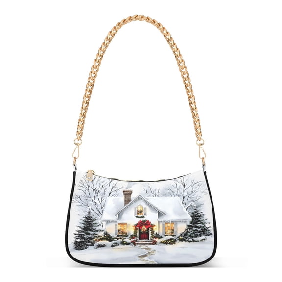 ALAZA Christmas Winter Scenes Women's Chain Shoulder Bag Hobo Handbag Tote Crossbody Purse