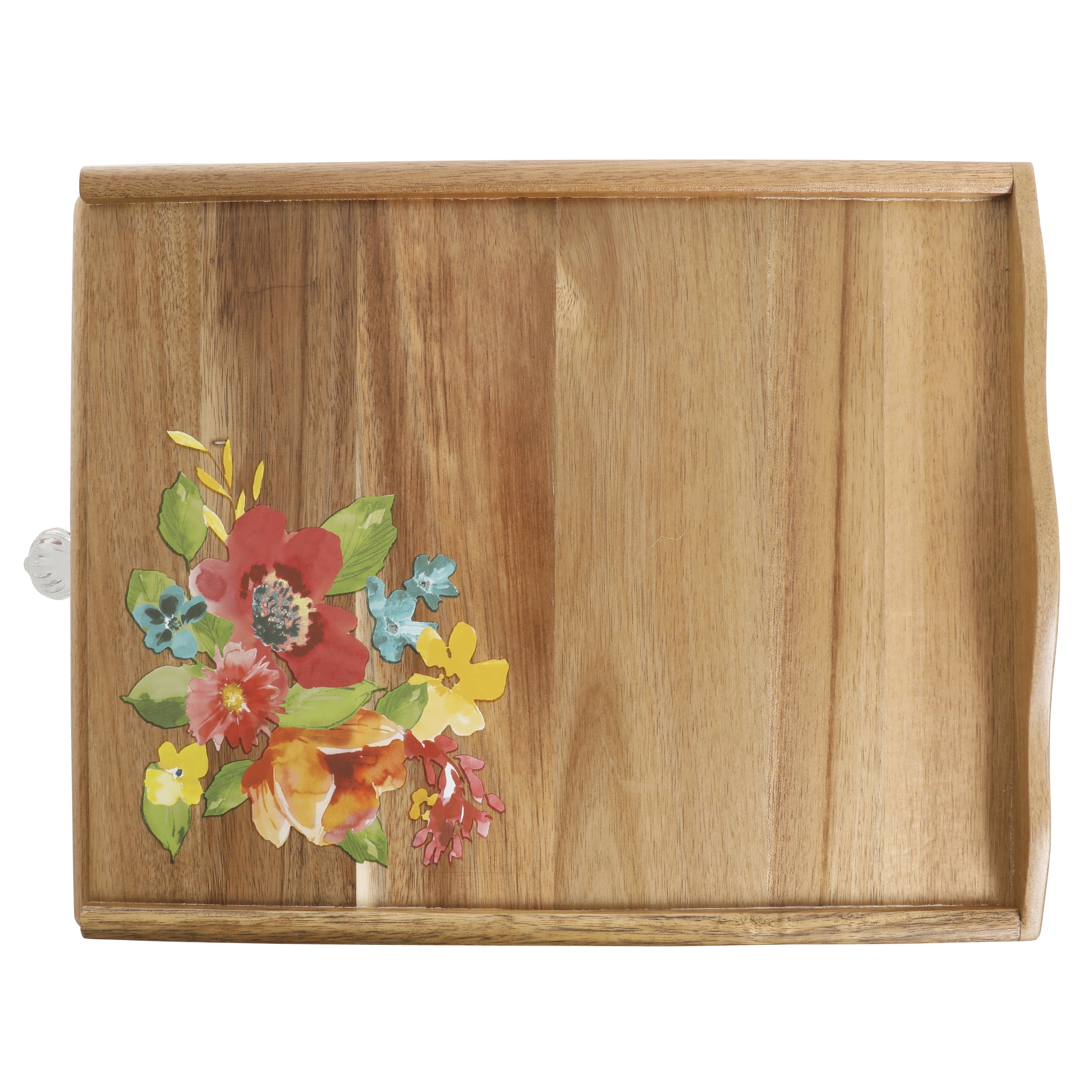 The Pioneer Woman Wildflower Whimsy 4-Compartment Wood Coffee Pod Organizer, Rustic Kitchen Organizer or Storage Accessory, Perfect for Farmhouse Kitchen Décor