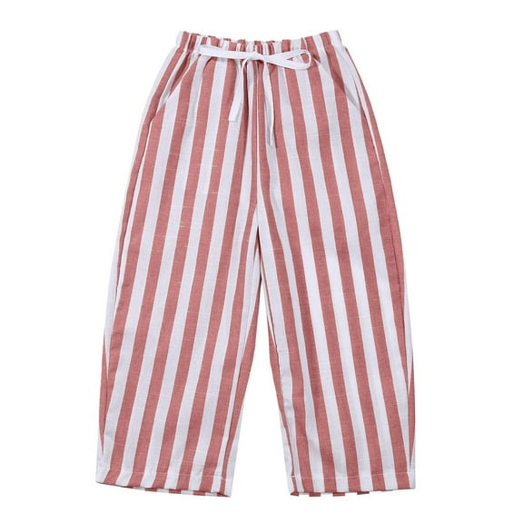 RMGVDSD Infant Baby Boys Girls Striped Pants Comfy Thin Elastic Waist Casual Pants Spring Summer Trousers Outdoor Beach Slacks Athletic Pants School Wear