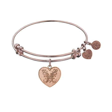 Angelica Collection Non-antique Pink Stipple Finish Brass angelica Heart Expandable Bangle