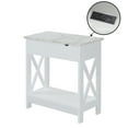 thumbnail image 3 of Convenience Concepts Oxford Flip Top End Table with Charging Station and Shelf, White Faux Marble/Black, 3 of 13