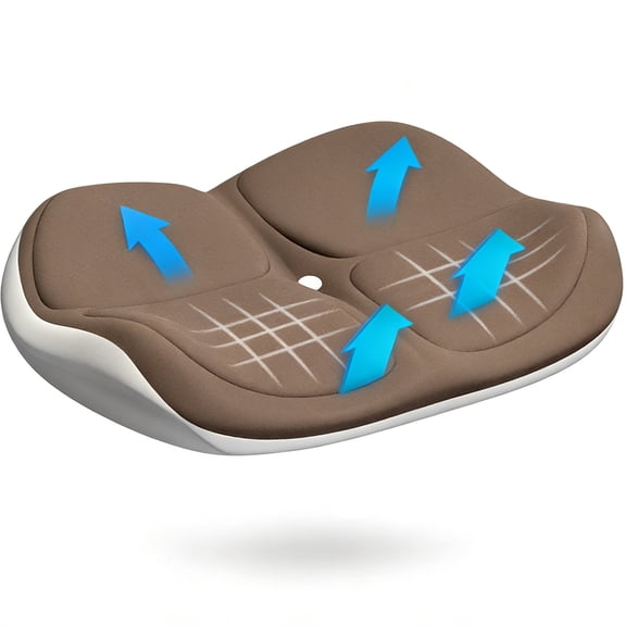 Orthopedic Seat Cushion for Office Chair Car Driving – Memory Foam Coccyx Tailbone Pain Relief Pad for Hemorrhoids, Sciatica, Posture Correction, Lower Back Support