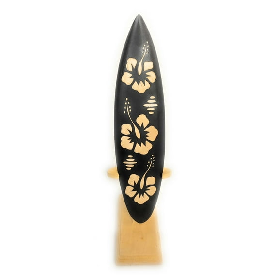 Surfboard On Stand w/ Hibiscus Flowers 10" - Trophy | #sur15g25