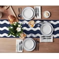 thumbnail image 3 of Table Runner Dresser Scarves 108 Inch Long, Blue and White Line Wave Stripe Linen Dining Table Runners Minimalist Seashore Geometric Art Tabletop Scarf for Wedding Holiday Party Kitchen, 3 of 7