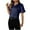 Dark Blue, variant on Plebaso Women's Silk Satin Tops Casual Button down Shirts Collared Short Sleeve Business Work Shirts Womens Clothes