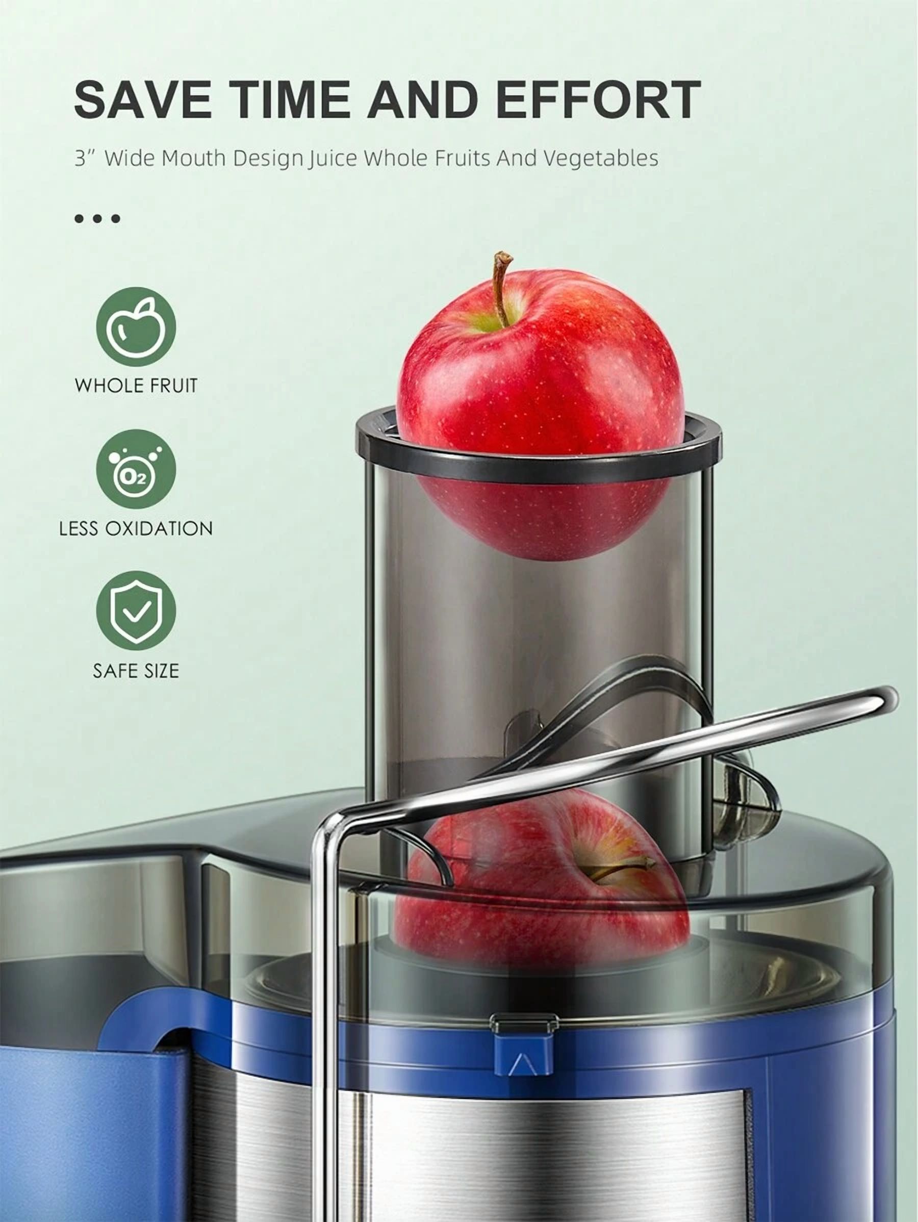 Juicer Machine, 500W Centrifugal Juicer Extractor With Wide Mouth 3" Feed Chute For Fruit Vegetable, Easy To Clean, Stainless Steel