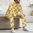 thumbnail image 6 of Bingfone Men's Pajama Set 2 Piece Loungewear PJs, Long Sleeve with Pajama Pants-Light Yellow Plaid Sunflower, 6 of 7