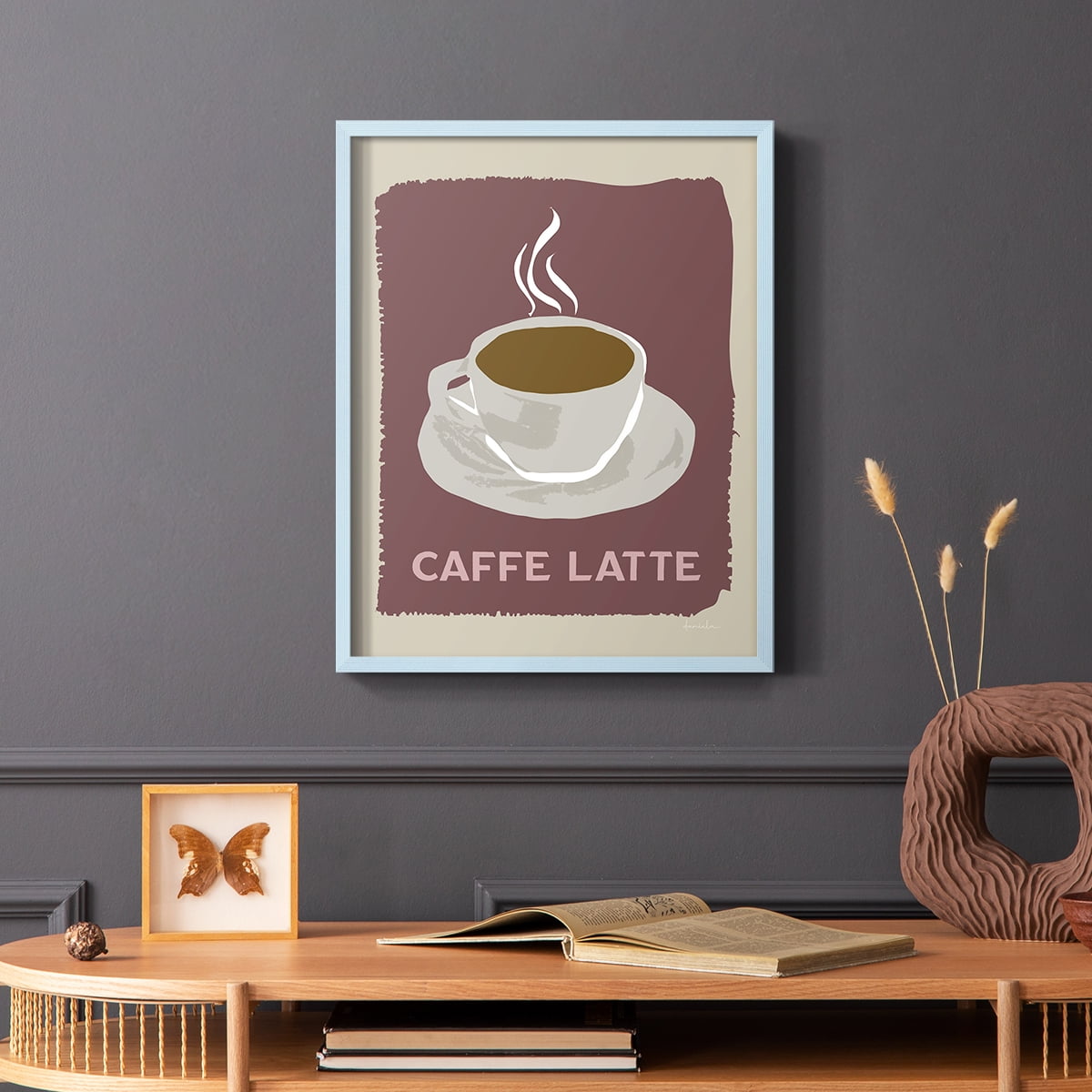 Modern Coffee III in Blue Solid Wood 8 x 10 Framed Print