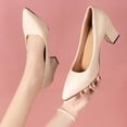 thumbnail image 3 of Tqyyweavej High Heels Pumps for Women Oversized Arch Support Chunky Block Heel Work Office Shoes Slip On Pointed Closed Toe Dressy Shoes, 3 of 10