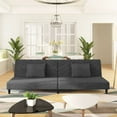 thumbnail image 1 of vidaXL 2-Seater Sofa Bed with Two Pillows Dark Grey Velvet, 1 of 5