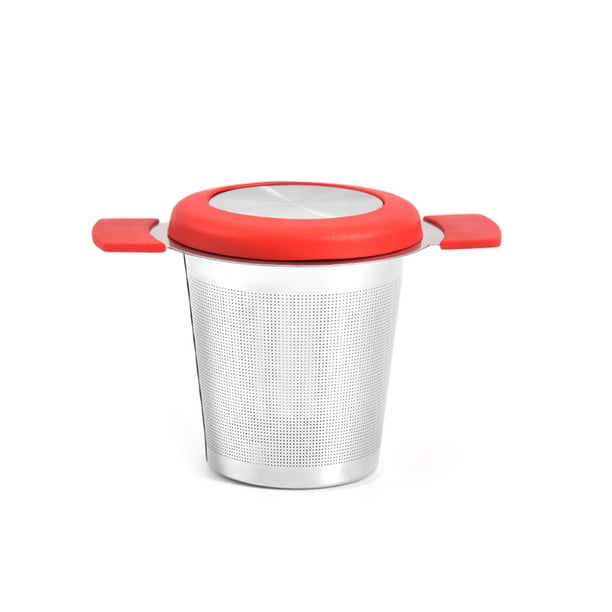 Naiovety Colador de hojas sueltas de té de acero inoxidable, filtro de malla, escurridor de doble capa, tamiz, infusor, tetera, suministro de cocina Teteras Rojo Naiovety HA010896-02
