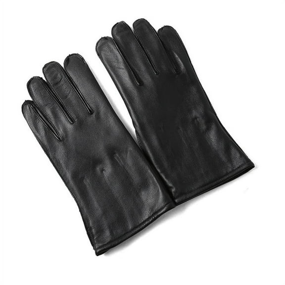 Leather w/ Wool Lined Dress Gloves, Black, Size Medium (9)