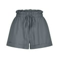 thumbnail image 4 of JUNWELL Summer Shorts for Women Ruffle Elastic Waist Drawstring Cotton Linen Shorts Casual Comfy Lounge Shorts with Pockets, 4 of 6