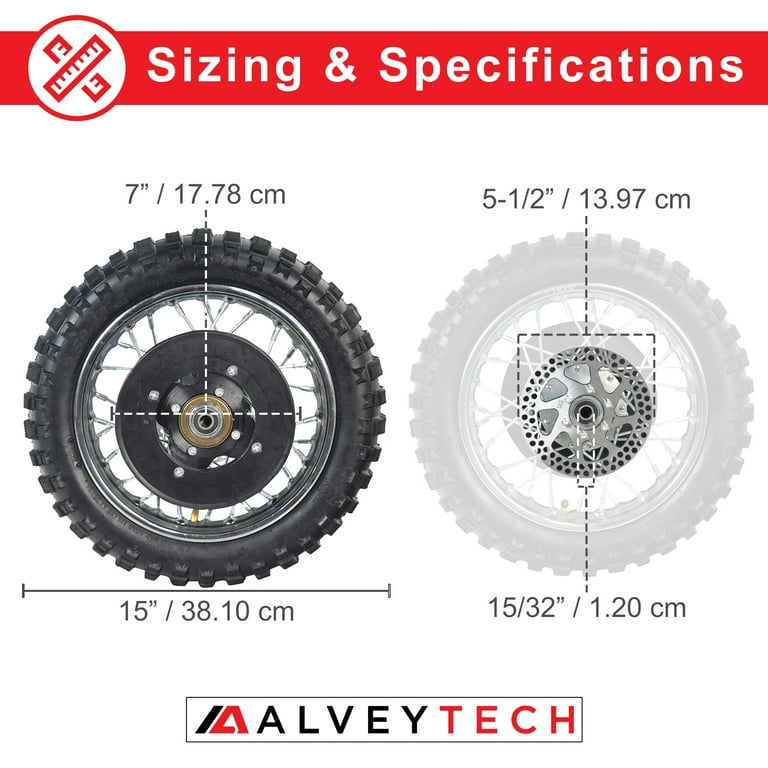 AlveyTech Rear Wheel Assembly for Razor MX500 & MX650 Electric