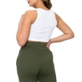 thumbnail image 3 of Yelete White Womens Ribbed High Neck Cropped Tank Top 2 Sizes Lots of Stretch, 3 of 4