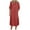 Red, variant on UsYezik Sundresses for Women V Neck 3/4 Sleeve Cotton Linen Long Solid Flowy Dresses T-Shirt Midi Casual Sundress Coffee M