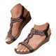thumbnail image 3 of Bmisegm Women's Summer Fashion Solid Color Rhinestone Wedge Sandals Open Toe Elastic Outdoor Sandals Womens Sandals Summer Black 8, 3 of 9