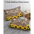 thumbnail image 2 of Sunflowers Hope King Pillow Cases Set of 2 - Microfiber Bed Throw Pillow Covers, Farmhouse Floral Brown Wooden Grain Decorative Lumbar Pillow Cover with Envelope Closure for Sofa/Travel 20"x36", 2 of 6
