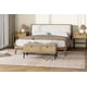 thumbnail image 4 of Rattan shoe bench para entrada: a de madera almacenamiento bench con 2 cajones y linen seat cushion para hallway y dormitorio in natural oak, 4 of 4