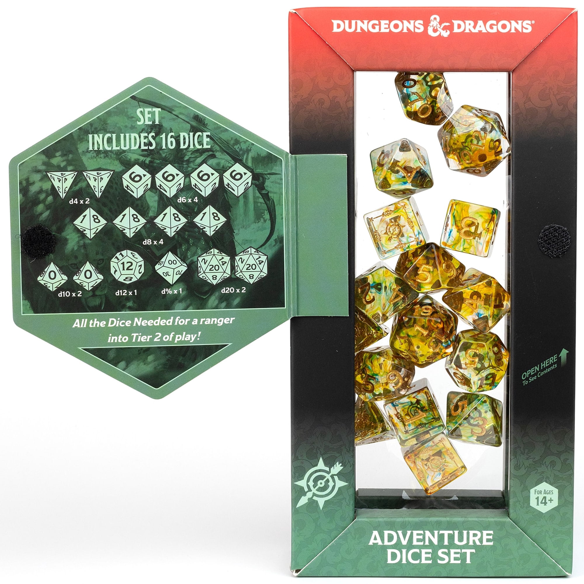 Dungeons & Dragons: D&D Adventure Dice: Ranger - Green Multi - 16pc RPG Die Set, Class Symbols, Roleplaying Game Accessory, Sirius Dice, Licensed