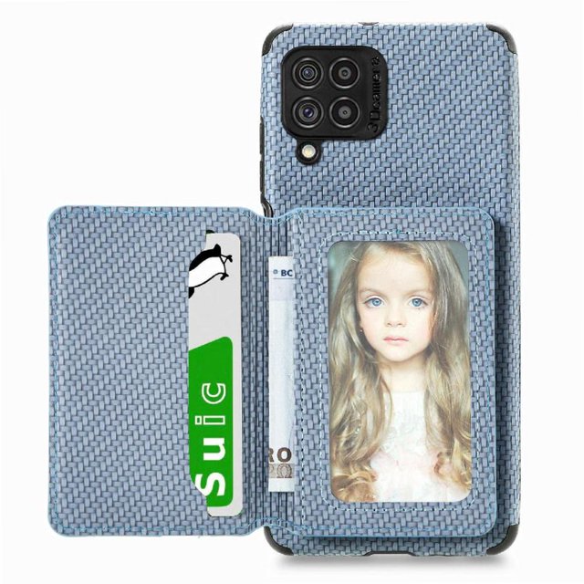 Case For FOXDOCK Samsung Galaxy M62/F62 Stand Function RFID Blocking Magnetic Card Holder Complete Camera Safety
