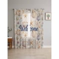 thumbnail image 4 of Sheer Curtains 63 Inches Long 2 Panels, Nautical Watercolor Shell Starfish Rod Pocket Curtain Voile Draperies, Summer Marine Animals Light Filtering Window Treatment for Living Room Kitchen Bedroom, 4 of 8